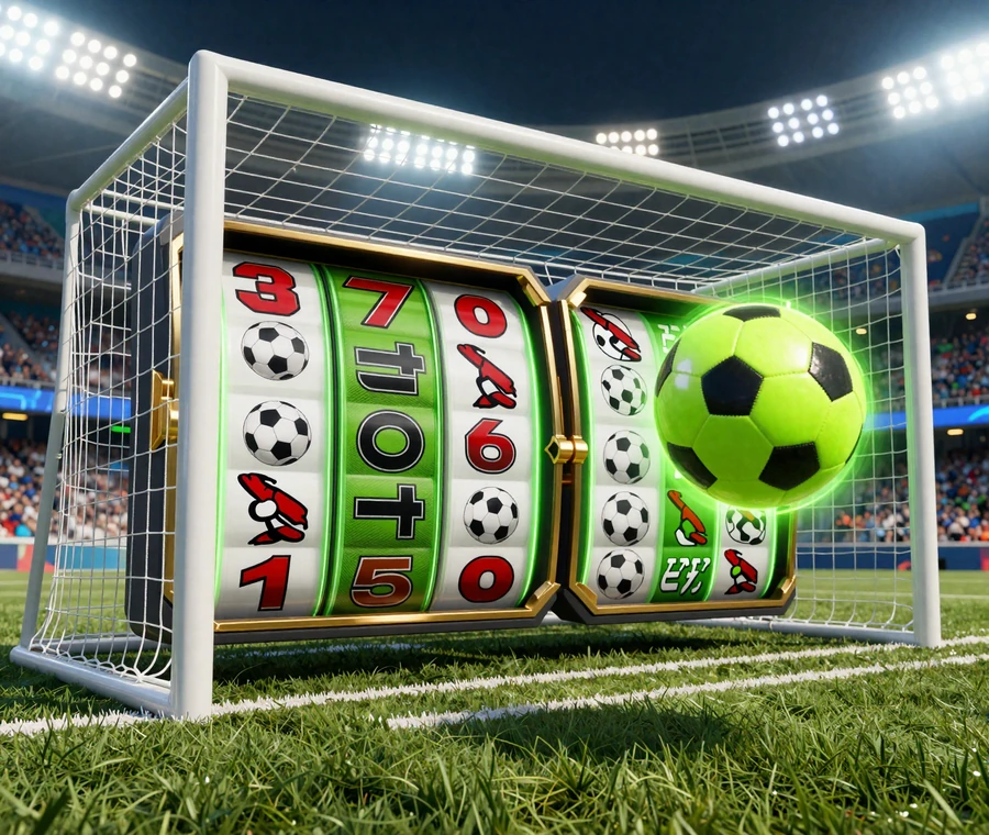 Fu&szlig;ball-Slot-Walze mit Tor-Netz und leuchtendem Ball - Goalzz Fu&szlig;ball-Slots im Golazzo online Casino