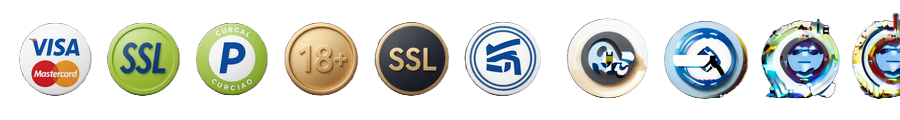 Zahlungs- und Sicherheits-Badges Visa, Mastercard, PayPal, Cura&ccedil;ao, SSL und 18+ bei Golazzo